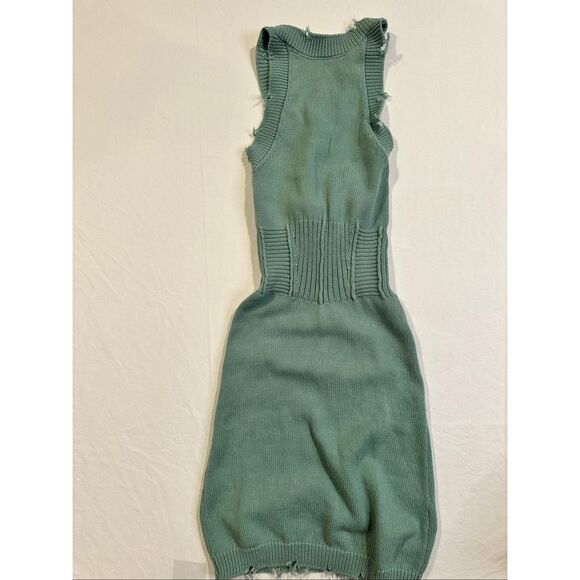 SER.O.YA Kade Distressed Ribbed Green Mini Dress, Size XS - Picture 3 of 9